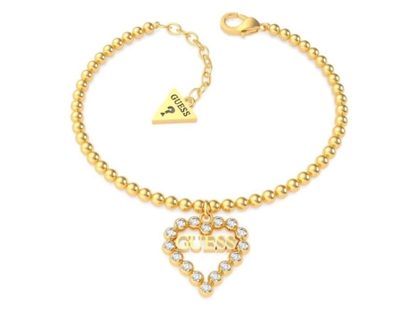 Pulsera GUESS Coeur Romance de Bolas de Acero Chapado en Oro Ubb70087-S Logotipo de Corazón Swarovski