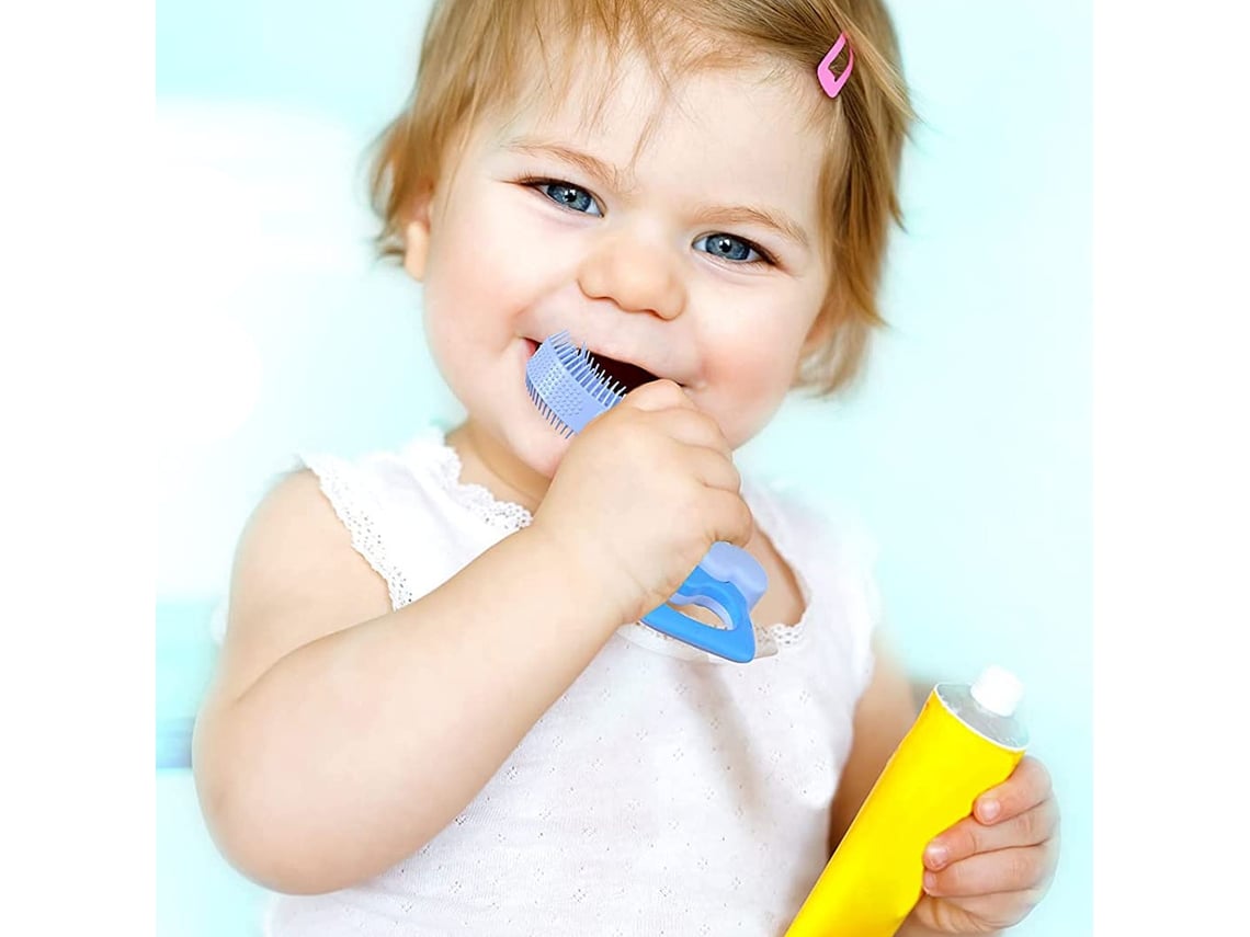 Cepillo Dientes En Forma De U Para Niños Bebés De 0 A 2 Años Color Azul