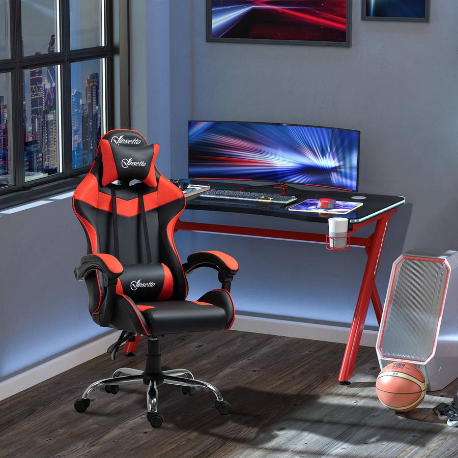 Silla Gaming VINSETTO 921-436BK (Hasta 120 Kg - Rojo y Negro)