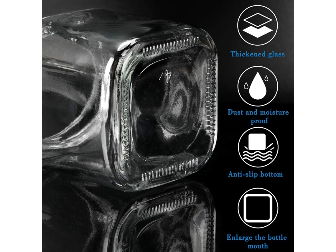 Botes de vidrio transparente para condimentos, contenedor de especias de 8  onzas con tapas y cucharas de acero inoxidable 304, caja de condimentos de