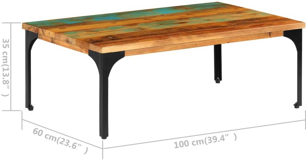 Mesa De Centro madera maciza reciclada 100x60x35 cm vidaxl art planet recuperada 100x60x35cm