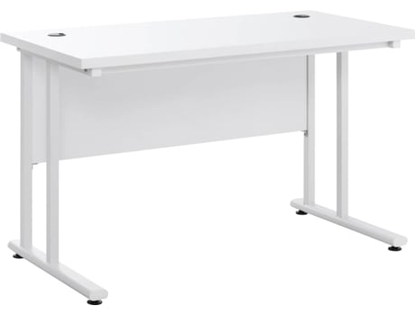 Escritorio Homcom 836385wt blanci 120 60 75 cm mdf mesa ordenador con 2 pasacables 120x60x75cm de moderna orificios para cables 120x60x75