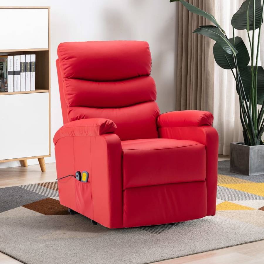 Sillón de Masaje VIDAXL Reclinable Cuero Sintético Rojo