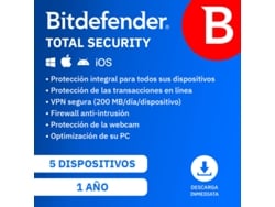 BIT DEFENDER BITDEFENDER TOTAL SEC 5DEV 12M ES ESD