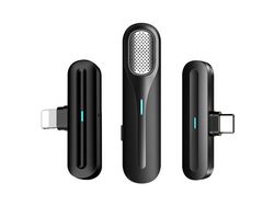 WEIMAI Micrófono Lavalier inalámbrico para iPhone Android Mini micrófono Lavalier Audio portátil Mini micrófono estudio de grabación de vídeo