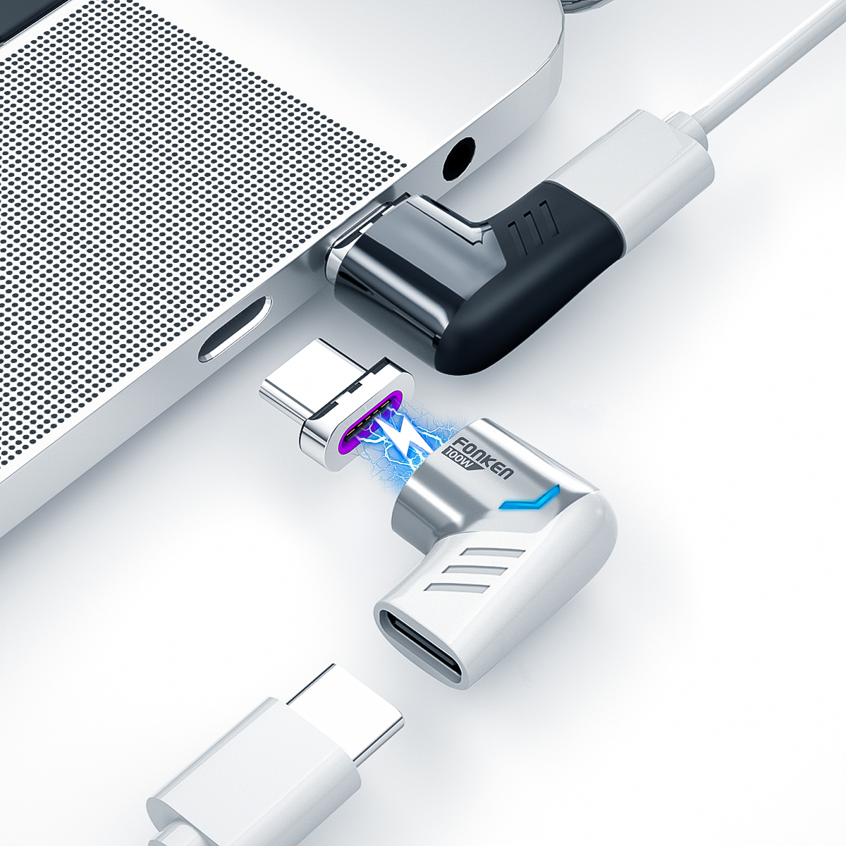 Cable USB C a USB-C 100w de carga rápida Cable de cargador USB a tipo C de  carga rápida de ángulo recto