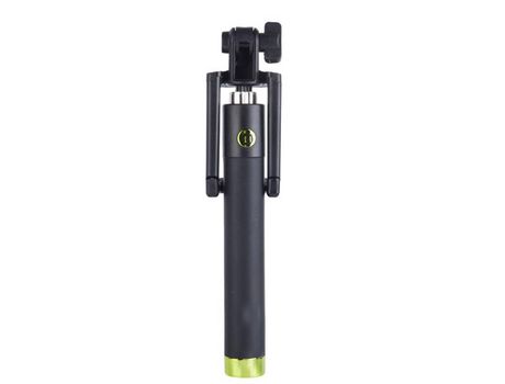 Autorretrato portátil extensível de mão monopé com fio para selfie stick para smartphone - azul[verde]