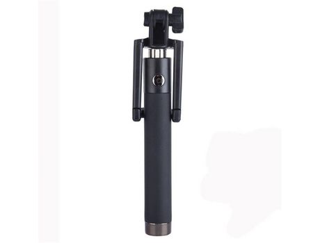 Autorretrato portátil extensível de mão monopé com fio para selfie stick para smartphone - azul[preto]