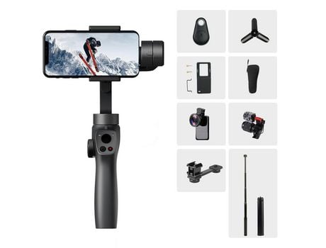 Estabilizador gimbal profissional suave para smartphone android, celular com 3 eixos, handheld gimble stick[set-g]