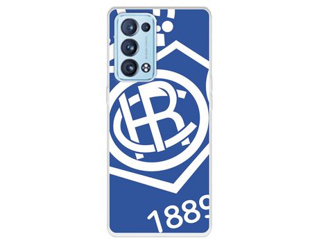 Carcasa para OPPO Reno6 Pro Del Recre Escudo Fondo Azul Licencia Oficial Real Club Recreativo De Huelva OPPO Transparente