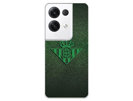 Carcasa para OPPO Reno 8 Pro Del Real Betis Balompié Escudo Verde Fondo Trama Licencia Oficial Real Betis Balompié OPPO Transparente