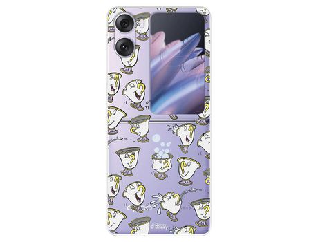 Carcasa para OPPO Find N2 Flip Oficial De Disney Chip Potts Siluetas La Bella Y La Bestia OPPO Transparente