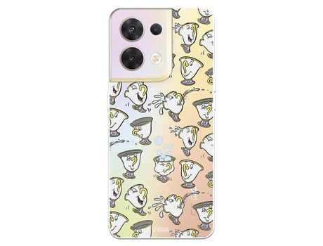 Carcasa para OPPO Reno 8 Oficial De Disney Chip Potts Siluetas La Bella Y La Bestia OPPO Transparente