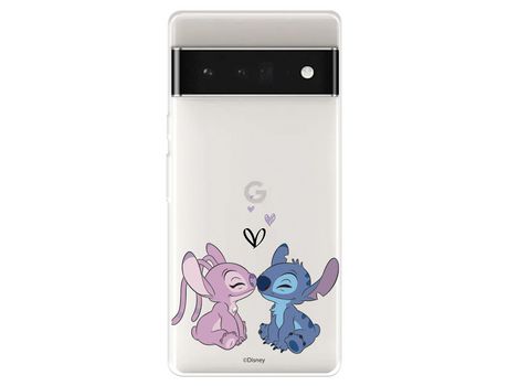 Carcasa para GOOGLE Pixel 7 Pro Oficial De Disney Angel & Stitch Beso Lilo & Stitch GOOGLE Transparente