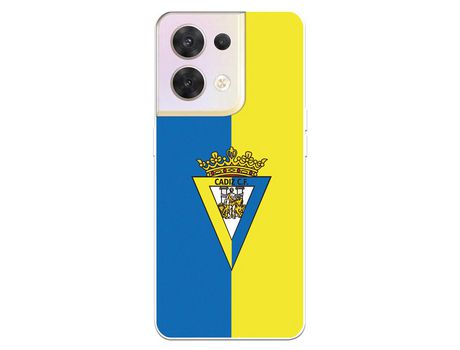 Carcasa para OPPO Reno 8 Del Cádiz Cf Escudo Fondo Bicolor Licencia Oficial Cádiz Cf OPPO Transparente