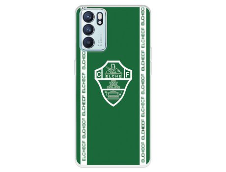 Carcasa para OPPO Reno6 Del Elche Cf Escudo Fondo Verde Escudo Fondo Verde Licencia Oficial Elche Cf OPPO Transparente