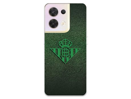 Carcasa para OPPO Reno 8 Del Real Betis Balompié Escudo Verde Fondo Trama Licencia Oficial Real Betis Balompié OPPO Transparente