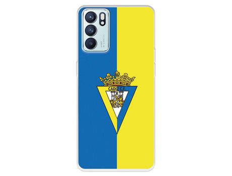 Carcasa para OPPO Reno6 Del Cádiz Escudo Fondo Bicolor Licencia Oficial Cádiz Cf OPPO Transparente