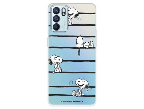 Carcasa para OPPO Reno6 Oficial De Peanuts Snoopy Rayas Snoopy OPPO Transparente