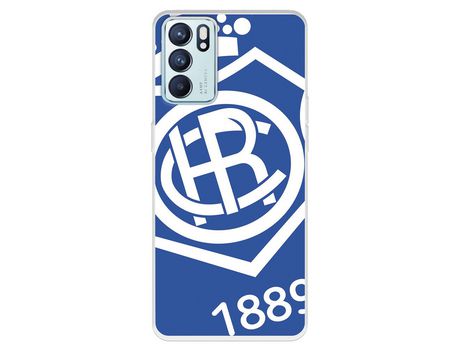 Carcasa para OPPO Reno6 Del Recre Escudo Fondo Azul Licencia Oficial Real Club Recreativo De Huelva OPPO Transparente