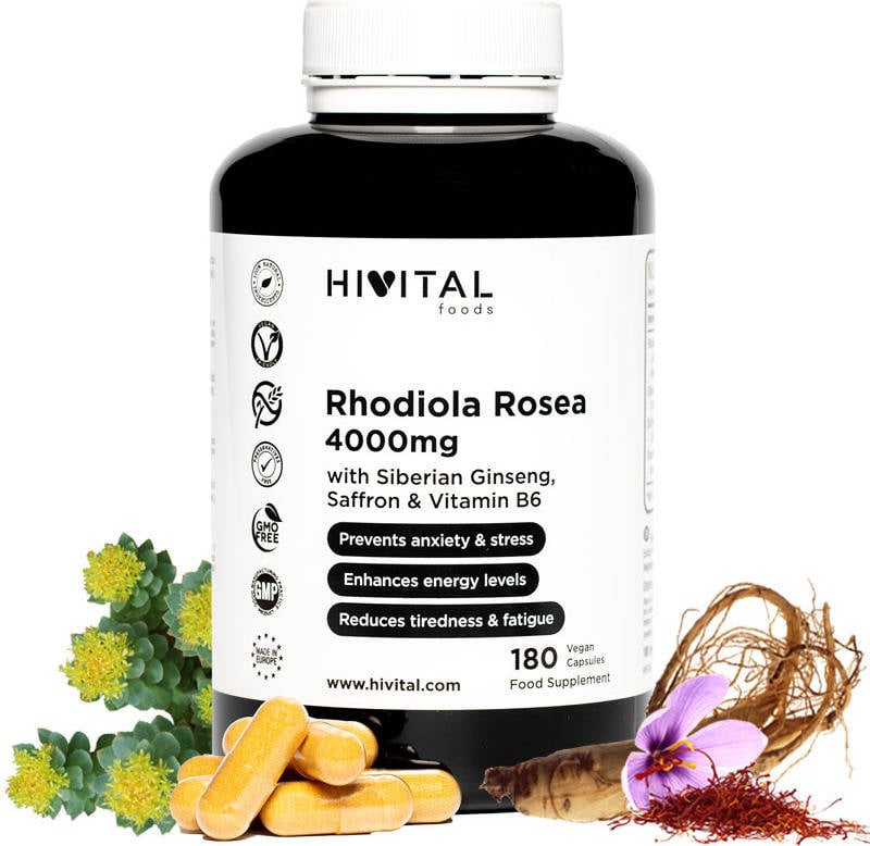 Complemento Alimentar HIVITAL Rhodiola Rosea (180 Cápsulas Veganas)