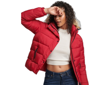 Abrigo para Mujer SUPERDRY (XS - Poliéster - Rojo)