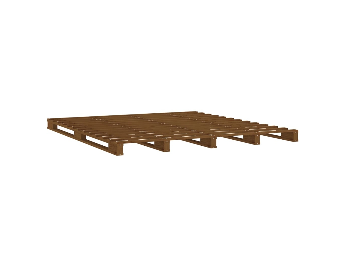 vidaXL Estructura cama madera maciza king size marrón miel 150x200 cm