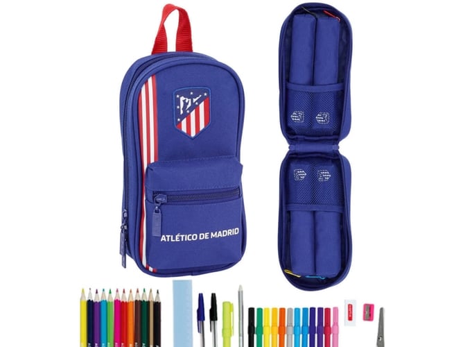 Safta Estuches Unisex adulto plumier mochila con 4 portatodo llenos de atletico madrid in blue 411945747 c4 atco. 12x23x5 atm 12x23x5cm