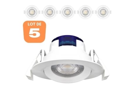 Conjunto de 5 LED LED construidos -En White Round 5W IP20 3000K BRAYTRON