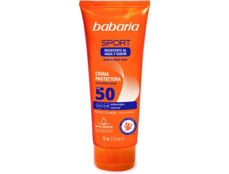 Protector Solar Facial BABARIA Crema Sport SPF 50 (75 ml)