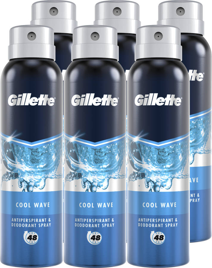 Pack de 6 Antitranspirantes GILLETTE Spray Cool Wave (150 ml)