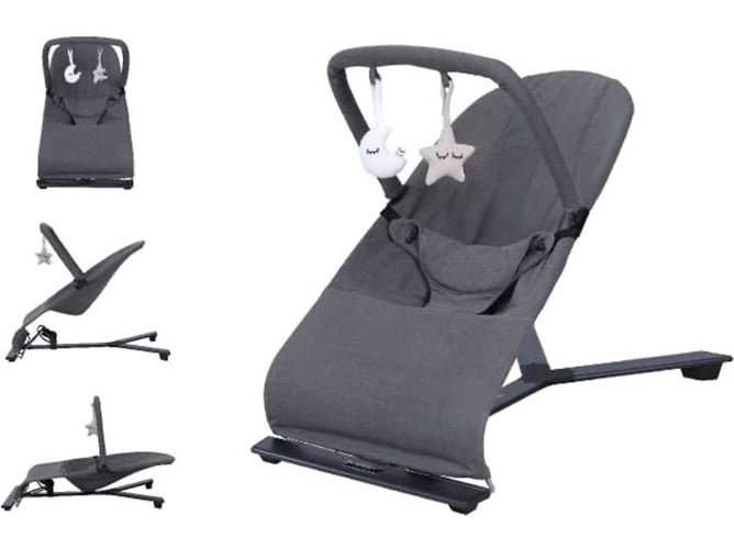 Babify Hamaca De bebé serenity ajustable en 3 posiciones barra juguetes plegado compacto color gris