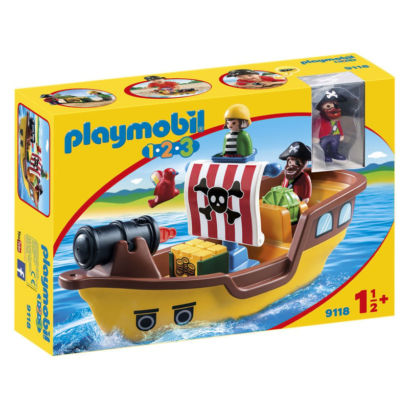 PLAYMOBIL 1.2.3 - Barco Pirata : (Edad Mínima: 1,5)