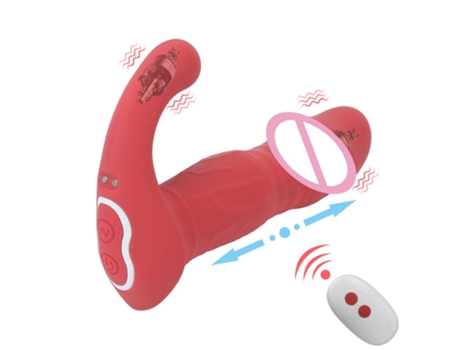 Vibrador de masaje telescópico portátil con control remoto inalámbrico para adultos (rojo) VEANXIN