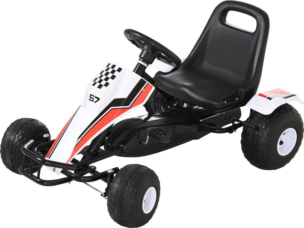 Coche HOMCOM Ir de kart a pedales Blanco, Rojo y Negro