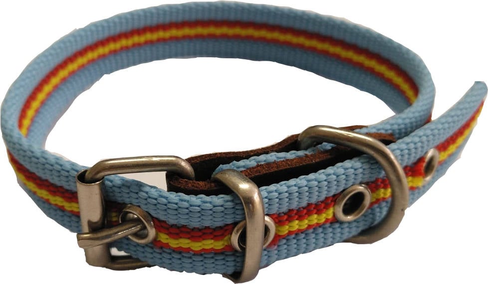 Collar para Perros GLOBAL Bandera de España (Azul - 35cm - Algodón - M - Porte Medio)