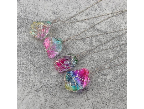 Cablo de cristal Rainbow con detalles de oro hechos a mano