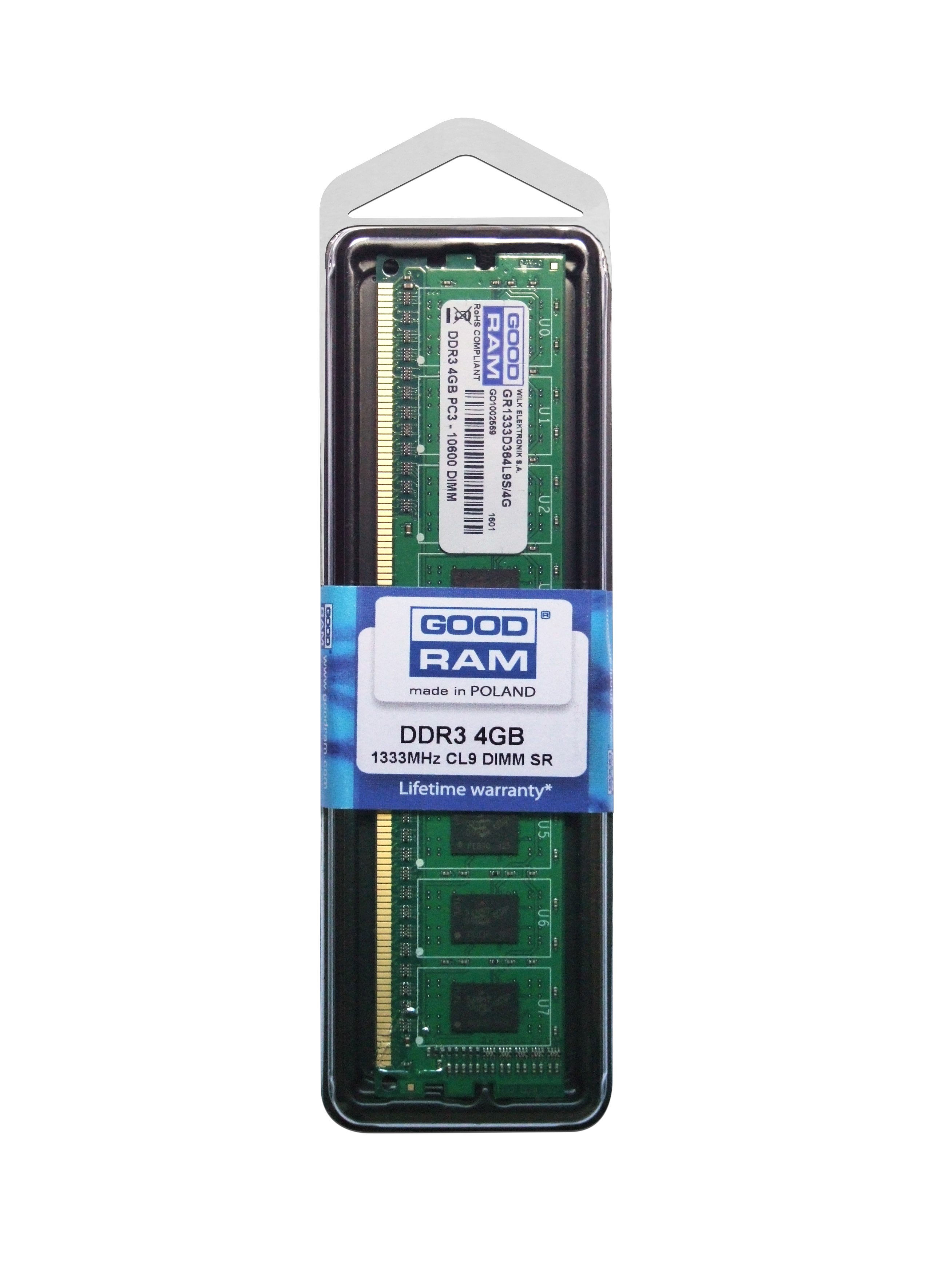 Memoria RAM DDR3 GOODRAM GR1333D364L9S/4G (4 GB - 1333 MHz - CL 9 - Verde)