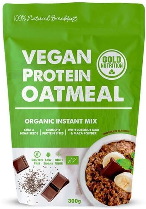 Complemento Alimentar GOLDNUTRITION Vegan Oatmealr (Chocolate, Yogur, Canela, Cacao, Banana, Galleta - 60g)