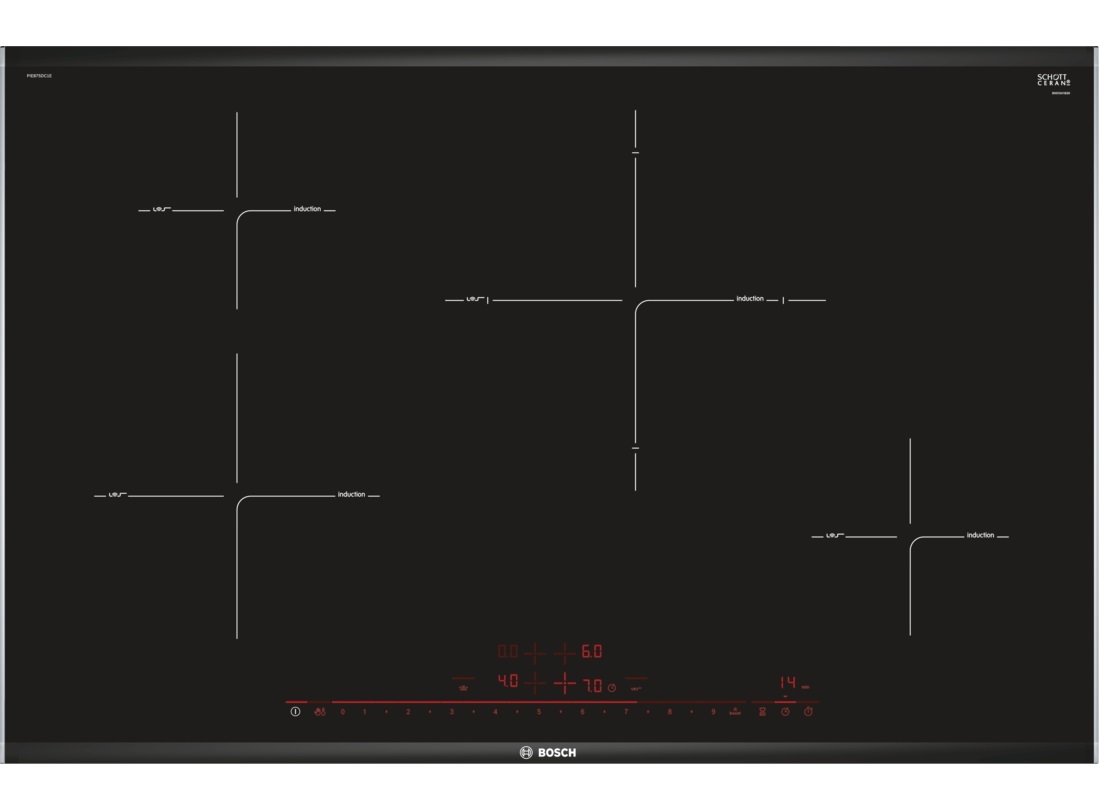 Placa de Inducción BOSCH PIE875DC1E (Eléctrica - 81.6 cm - Negro)