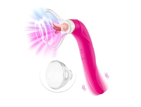 Vibrador para Lamer y Chupar la Lengua Juguetes Sexuales para Adultos Vibrador de Lengua Puntiaguda gcom 8 Modos de Succión Rojo BISBISOUS