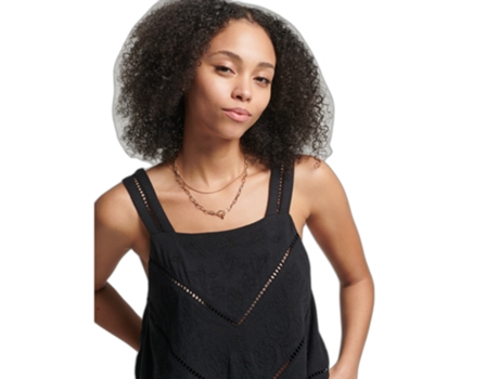 Top para Mujer SUPERDRY (XS - Algodón - Negro)