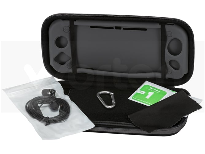 Kit Funda de Silicona + Protector de Pantalla + Auriculares ARDISTEL Blackfire (Nintendo Switch Lite - Gris)