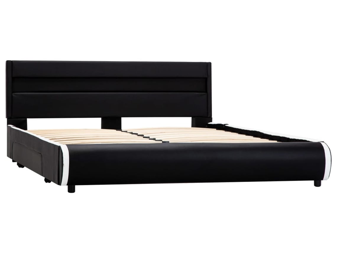 vidaXL Estructura cama con LED cuero sintético negro blanco