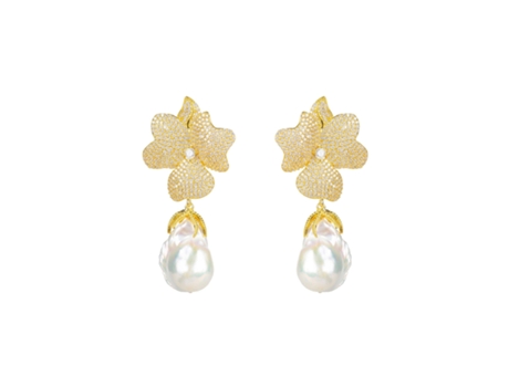 Pendientes LATELITA Flor Blanca Perla Barroca