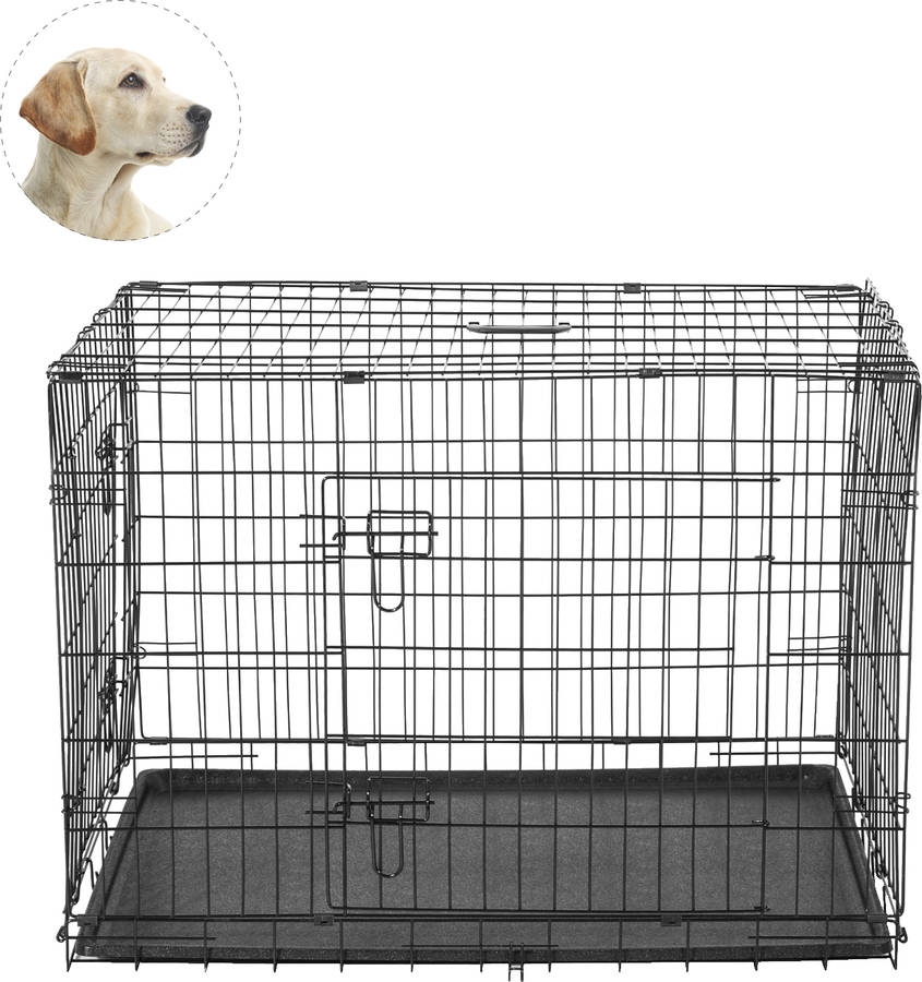 Transportín para Perros PAWHUT con 1 Bandeja (Gris - 106x71x76cm - Acero - L - Porte Grande)