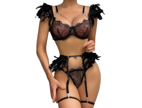 Conjunto De Lingerie PETHUEL Con corpiño y tanga QQFZ-C79-0511-1 preto