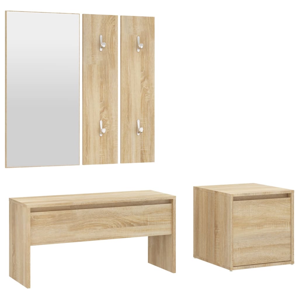 Conjunto de Muebles de Pasillo VIDAXL (Marrón - Madera - 80 x 30.5 x 40 cm)