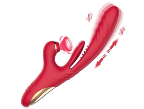 Vibrador de masaje telescópico para chupar la lengua 3 en 1 para mujeres (rojo) VEANXIN