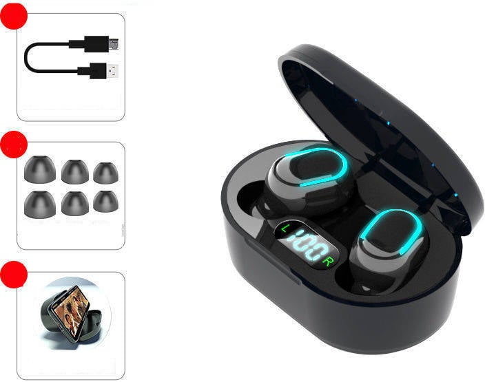 Auriculares Bluetooth True Wireless GETEK AW21 (In Ear - Micrófono - Negro)